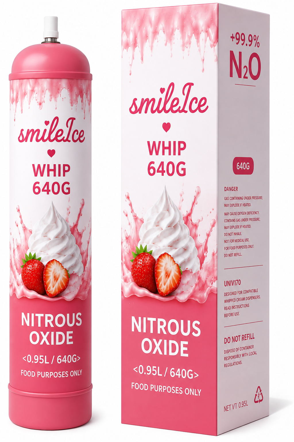 0.95 L Nitrous Oxide (N₂O) Cream Charger with Nozzle, for Professional Culinary Dispensers